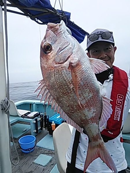 7月20日（土）　良い型のマダイが釣れました。「アブゴ・サバフグ」画像